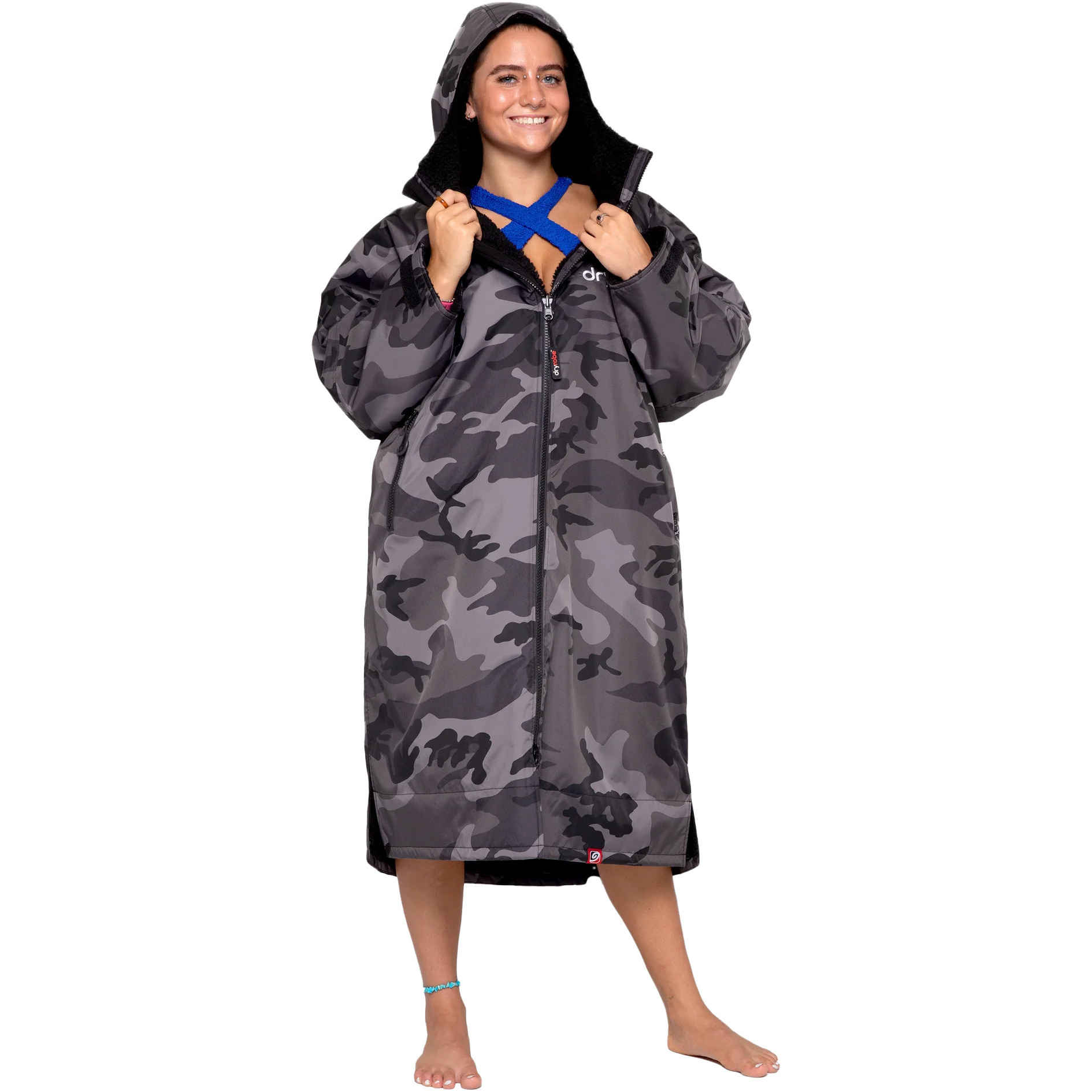 2026 Dryrobe Advance Long Sleeve Change Robe V3 DR104 - Black Camo / Black